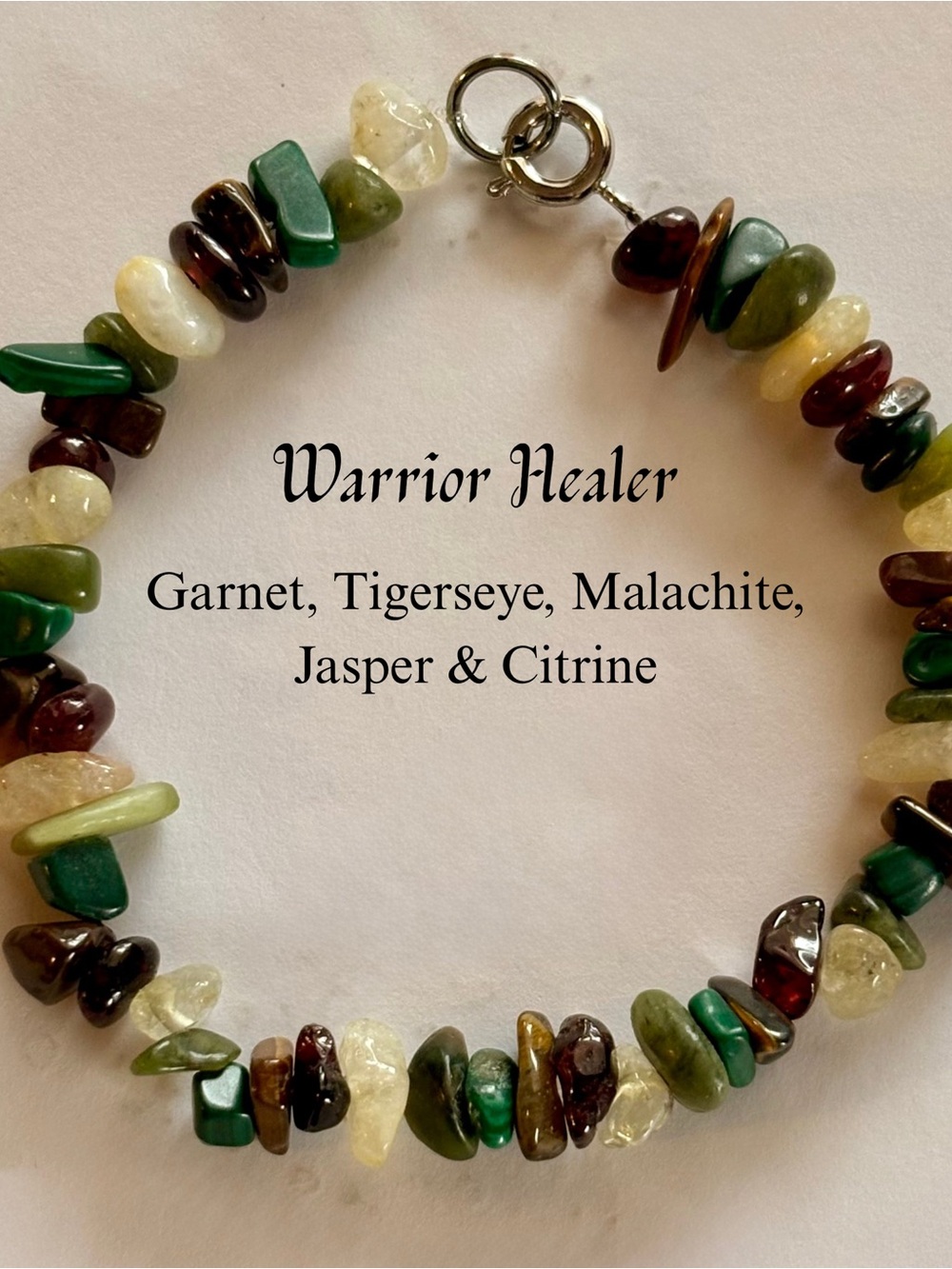 Gemstone Bracelet made with Garnet, Tigerseye, Malachite, Jasper & Citrine
